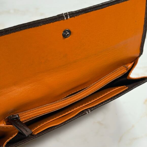 Puntotres Brown Leather Wallet Bifold Snap Closure Contrast Stitching 6.5"x4" - Picture 9 of 15